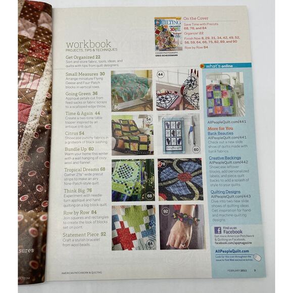 American Patchwork Quilting Magazine‎ Feb 2011 Issue 108 Row By Row Precuts Tips - Picture 4 of 7